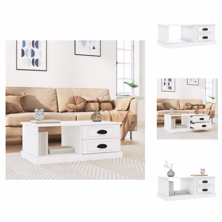 vidaXL Tavolino bianco 90x50x35 cm in legno - Tavolini da caffè