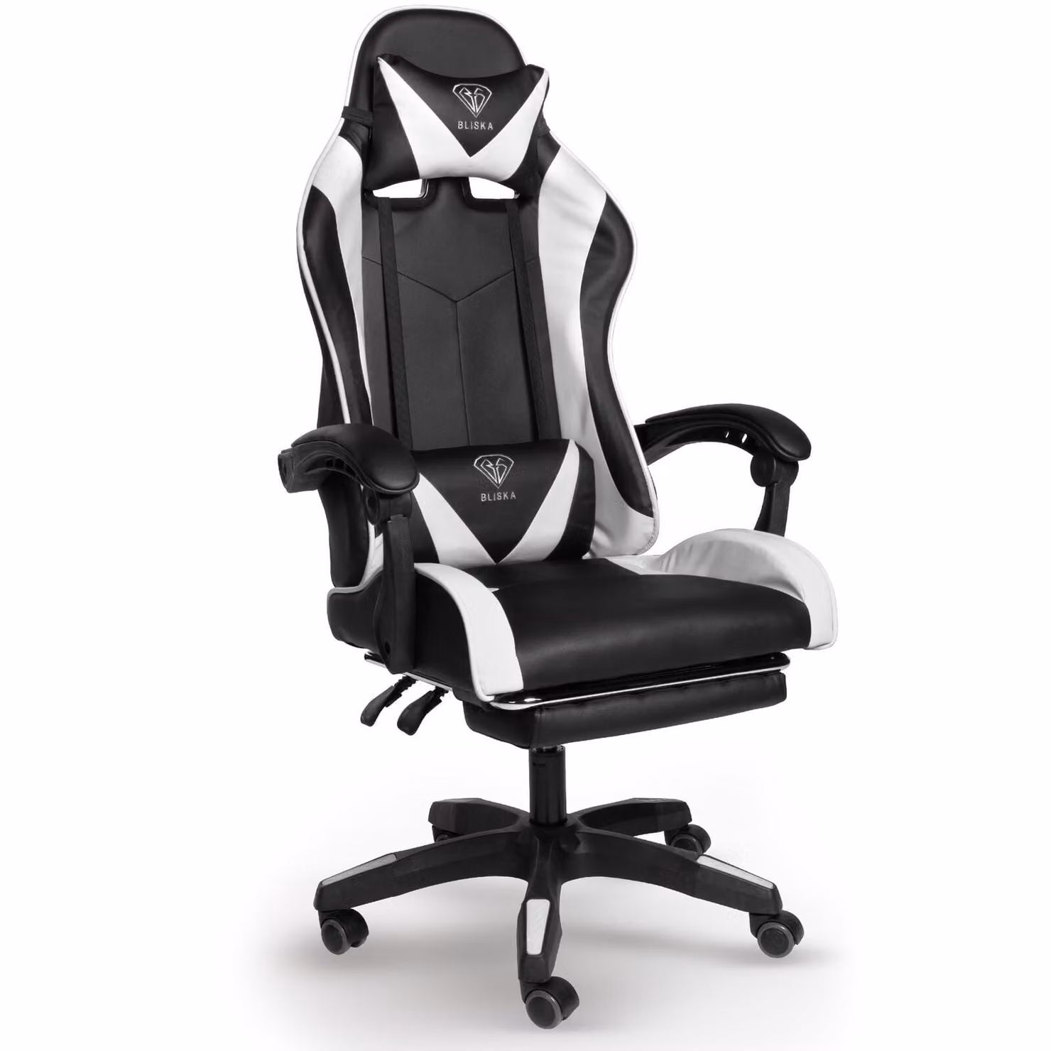 Poltrona direzionale, sedia da ufficio, sedia da gaming, sedia da ufficio sportiva, colore: nero/bianco