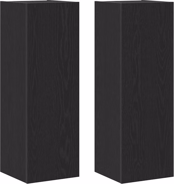 Mobile porta TV da parete contemporaneo salva-spazio con ripiani 30,5 x 30 x 90 cm in legno multistrato nero 02_0051892