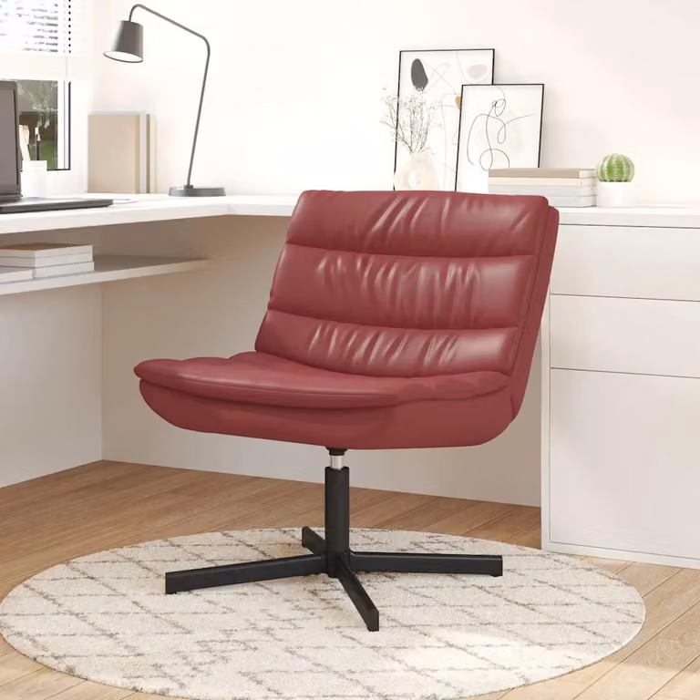 Sedia girevole vidaXL in similpelle rossa per il tuo soggiorno, L: 63 cm, P: 75 cm, H: 76 cm