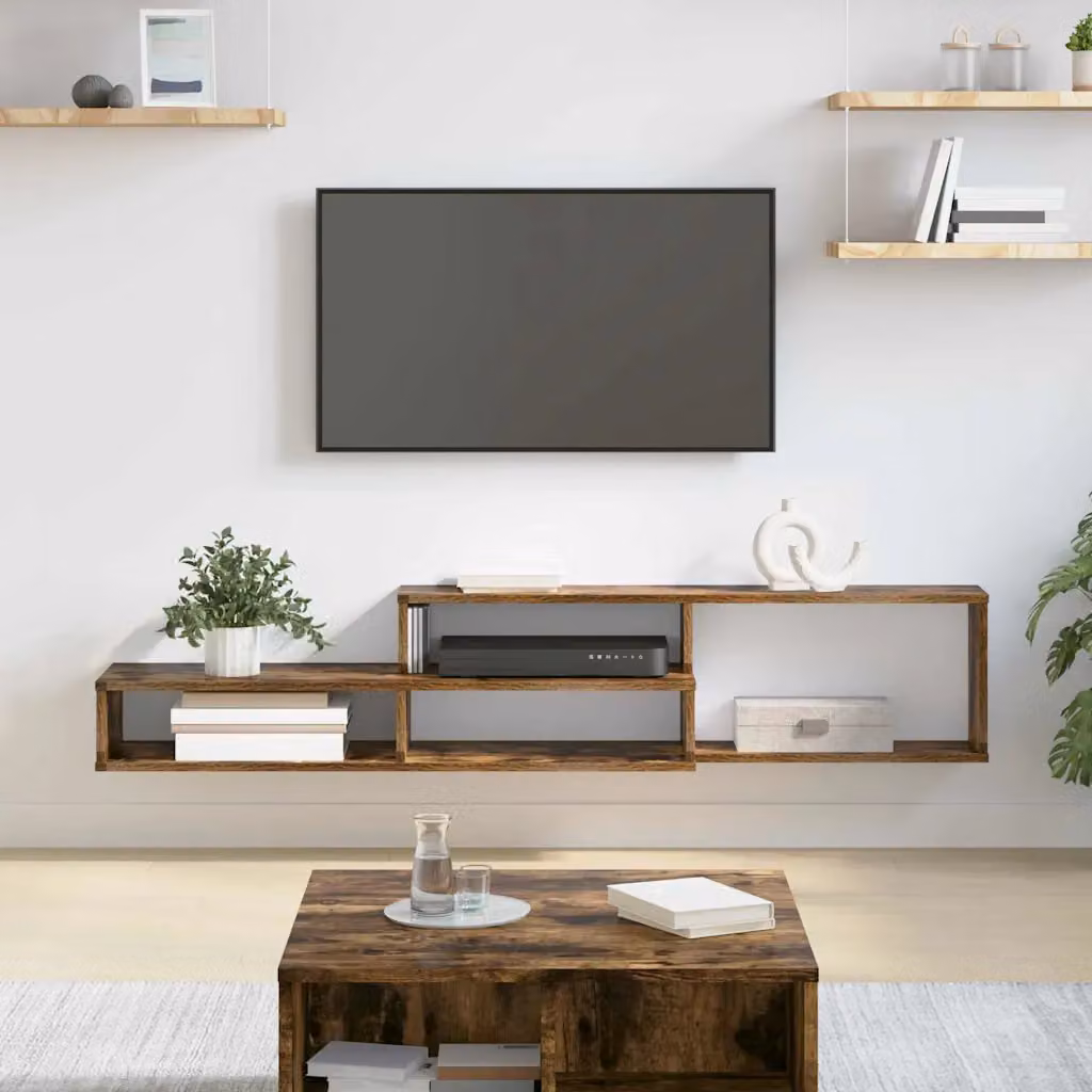 Supporto TV da parete moderno vidaXL in legno ingegnerizzato, L 150 cm x P 25 cm x H 28,5 cm, grigio o marrone