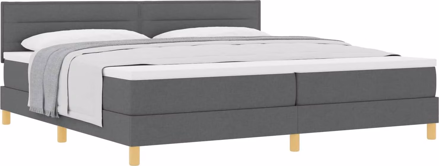 Letto a molle con cuscino Grigio scuro 200 x 200 cm Tessuto