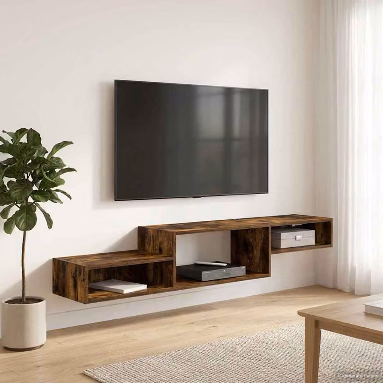 Mobile TV da parete vidaXL in Rovere Fumo, L 150 x P 28 x H 26 cm