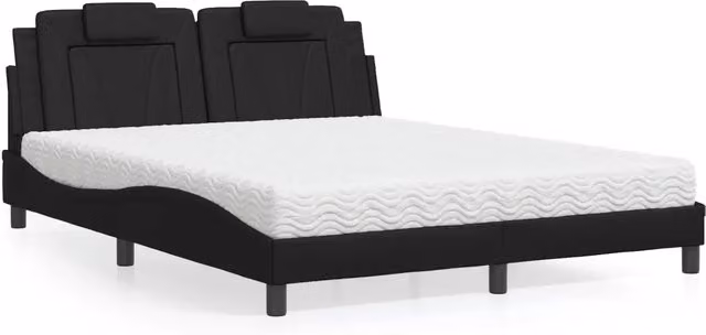 Letto Viana vidaXL con materasso in similpelle nero e bianco, L/P/H: 160 x 200 cm