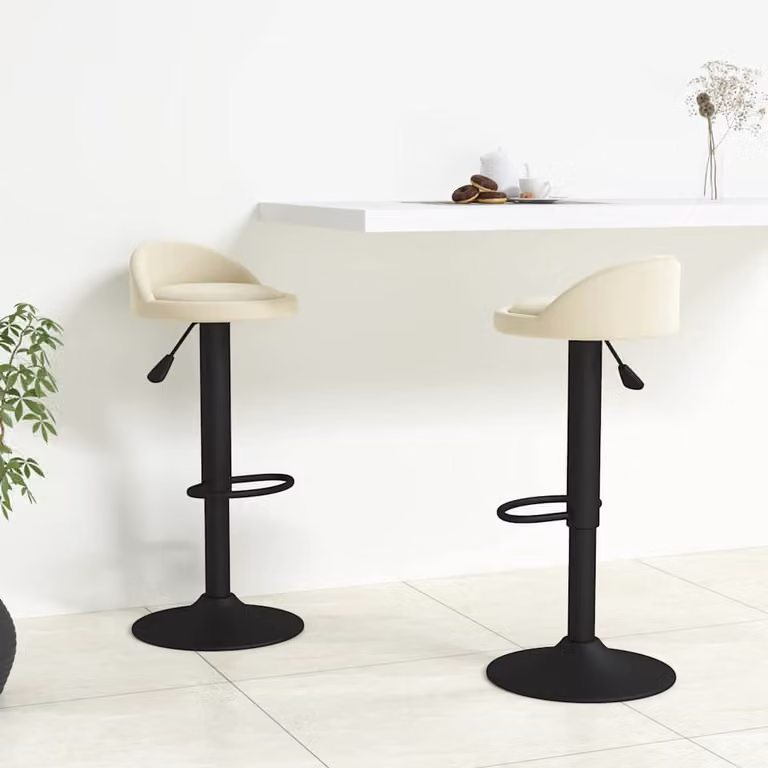 Set di 2 sgabelli da bar moderni vidaXL in velluto beige con base girevole a 360 gradi