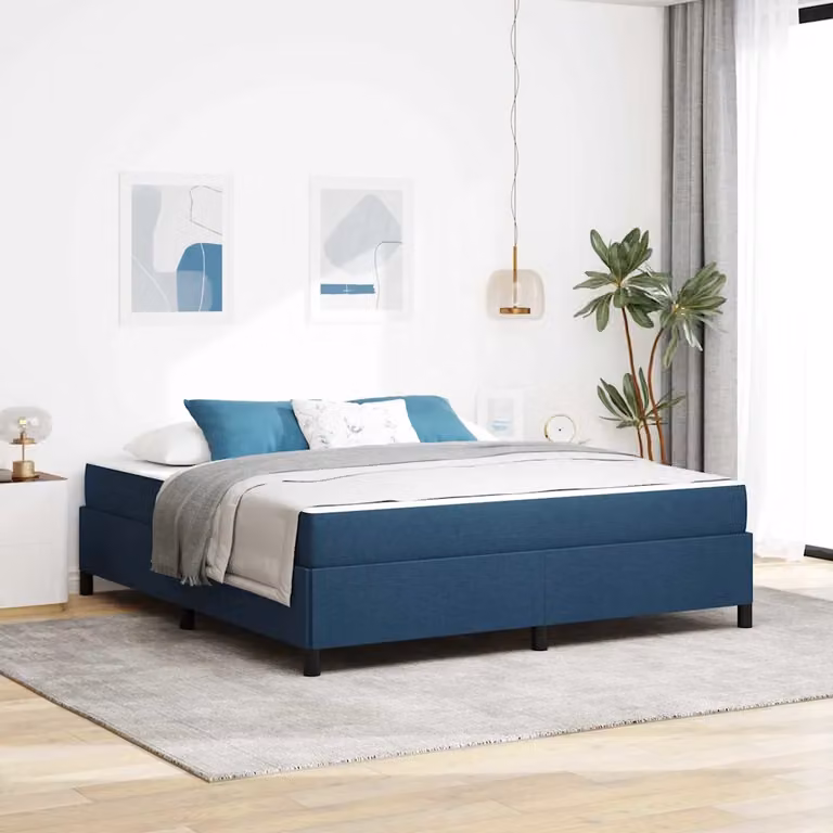 Letto a molle moderno vidaXL in tessuto blu L: 180 cm, P: 200 cm