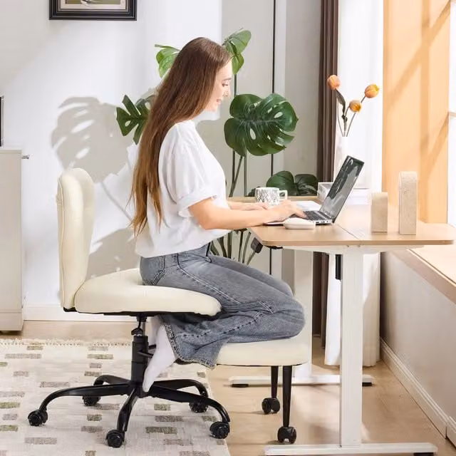 Sedia da meditazione con ruote silenziose girevole a 360° in pelle sintetica