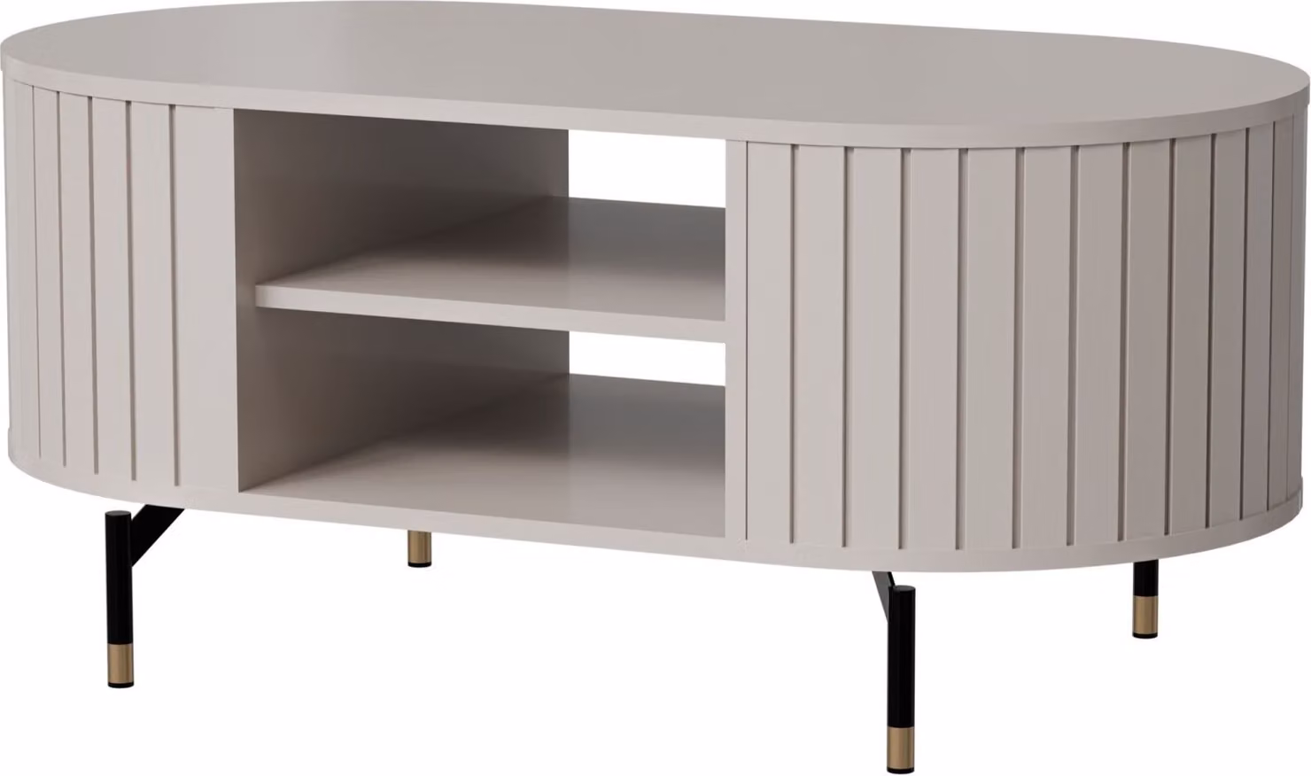 Selsey Zante - Tavolino ovale con ripiano, color grigio-beige, 104x56 cm