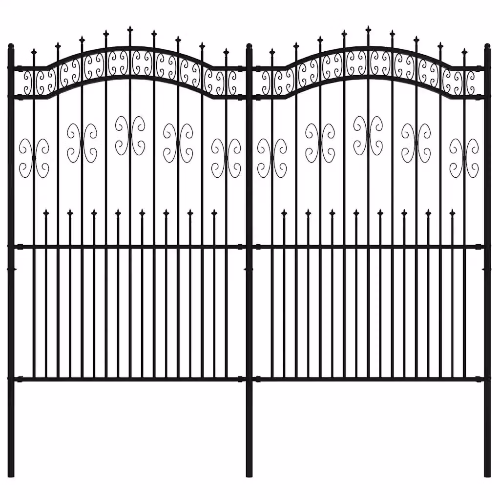 Recinzione da giardino Videx in acciaio con punta a lancia nera L: 240 cm, H: 178 cm – 2