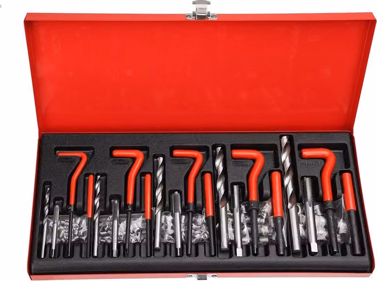 Set per la riparazione di filettature per auto - Kit di riparazione filettature metriche da 131 pezzi - Riparazione blocco motore M5, M6, M8, M10, M12 - Per metallo