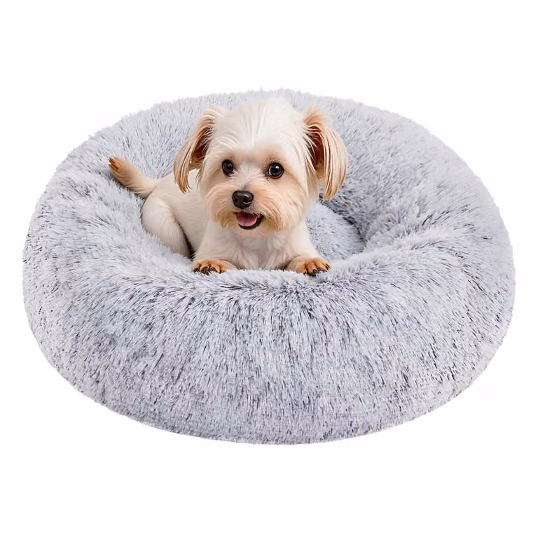 Cuccia per Cane in Peluche Morbida, Grigio Ombré / L 50 x P 50 x H 20 cm