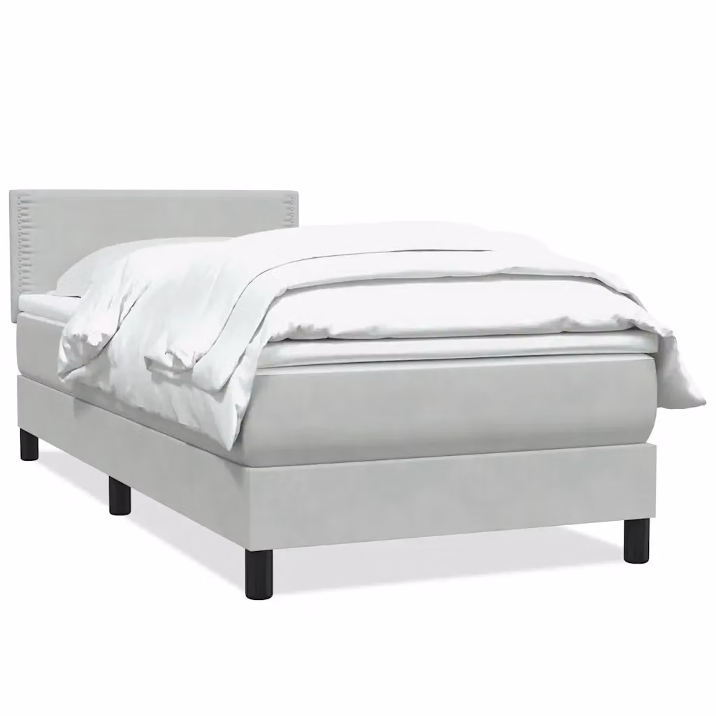 Letto con Giroletto a Molle e Materasso Ibrido vidaXL in Velluto Grigio e Bianco L/P/H: 223 x 80 x 30 cm – 2