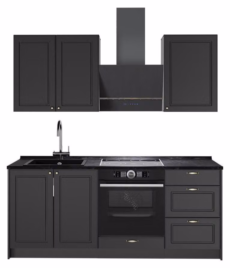 Cucina monoblocco Vicco Fame-Line Oro-antracite rustico/Antracite 190 cm senza piano di lavoro, Model 64842