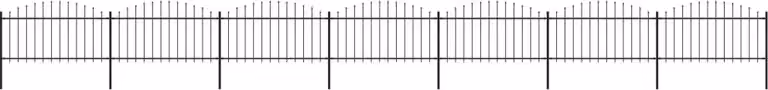 Recinzione da Giardino con Punta a Lancia in Acciaio 1248x150 cm Nero