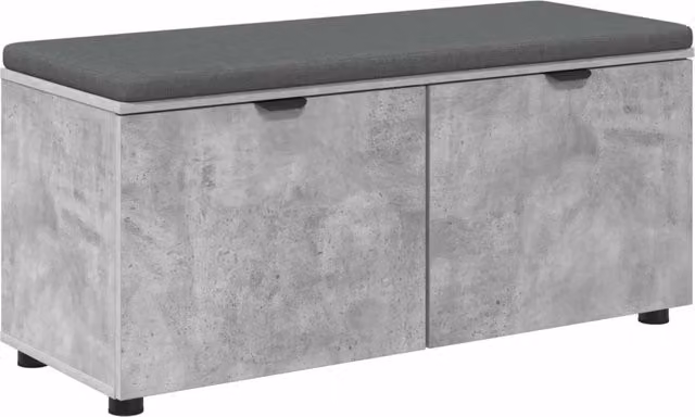 Panca per ingresso con scarpiera e cuscino in tessuto Grigio, L 100 x P 38 x H 46 cm