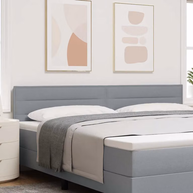 Testiera per letto moderna vidaXL in tessuto grigio con struttura in legno di pino