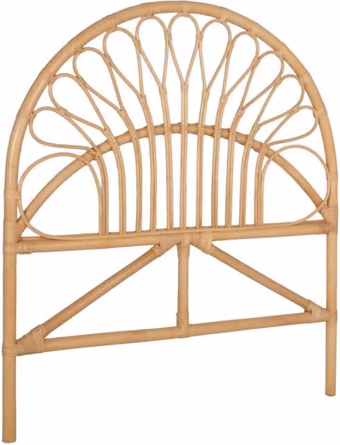 Testiera per letto in rattan naturale beige Sweeek con struttura in legno massiccio in stile etnico