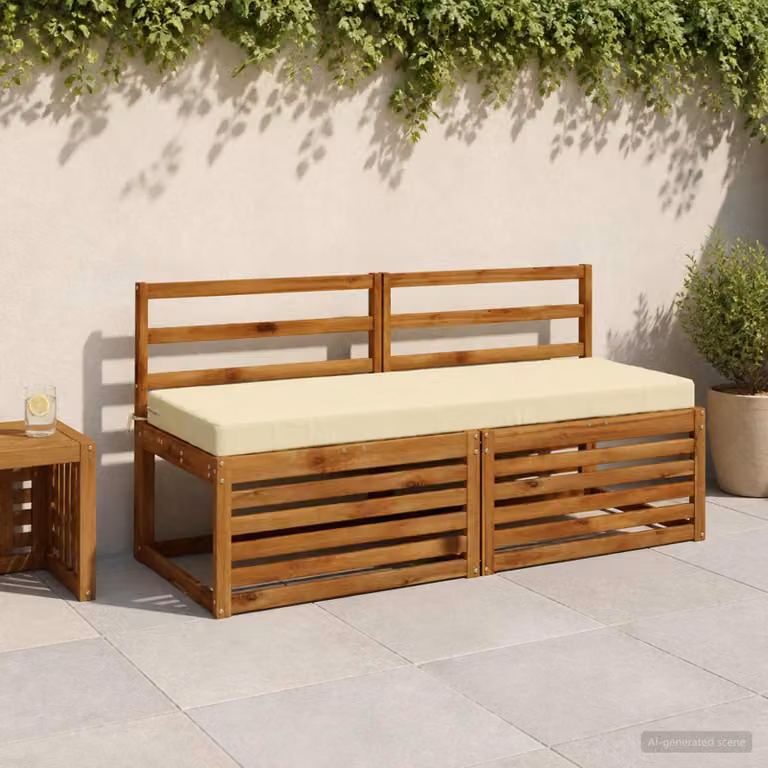 Set di 2 cuscini per panchina vidaXL in poliestere beige con fodera rimovibile e resistente ai raggi UV