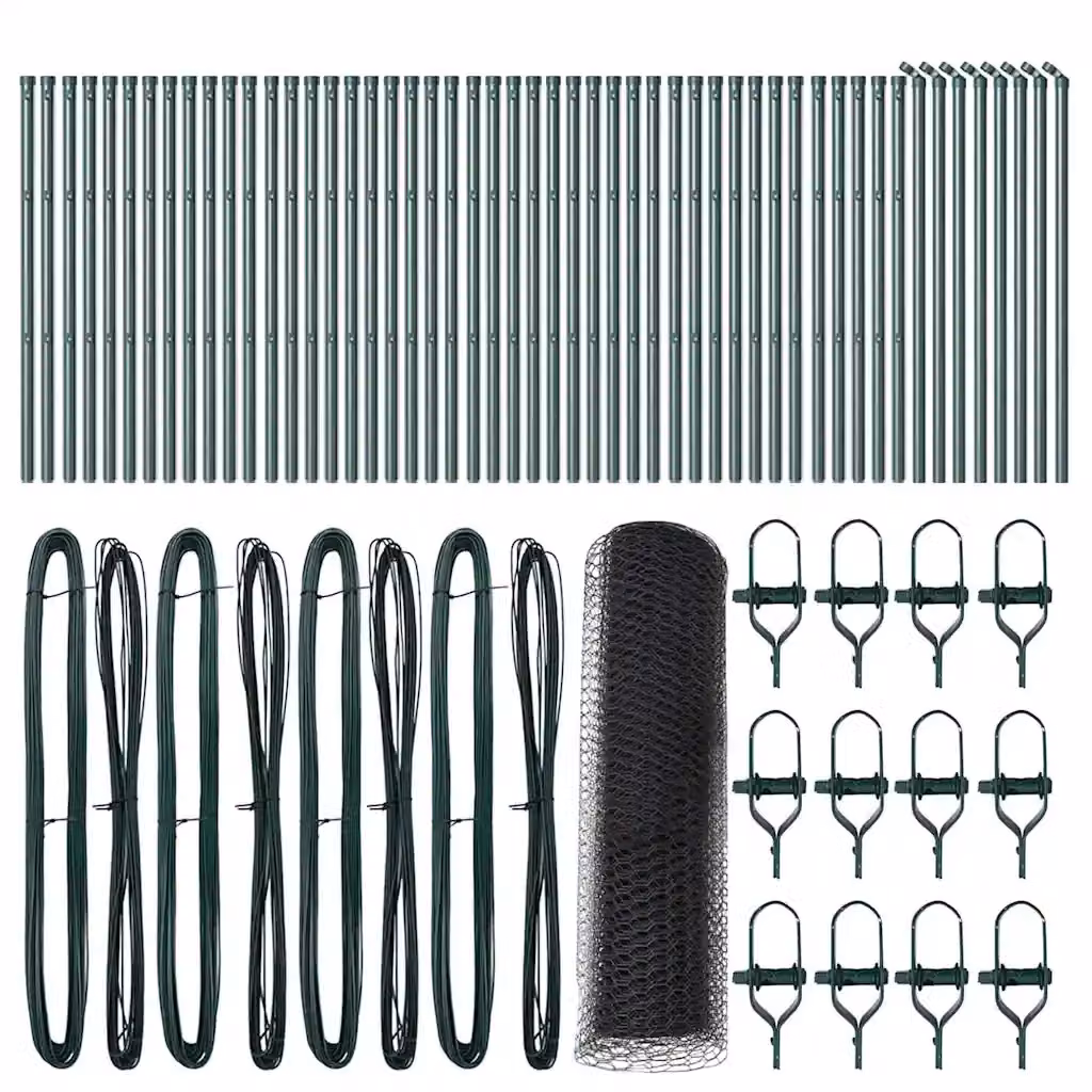 vidaXL Recinzione a rete esagonale in acciaio e PVC Grigio, H: 100 cm, L: 0,6 m – 2