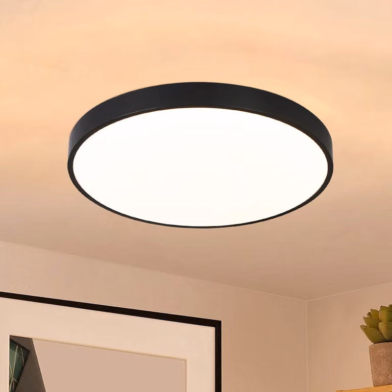 ZMH LED plafoniera nera - 12W bianco caldo lampada da cucina piatta IP44 21cm rotonda moderna lampada da corridoio per soggiorno