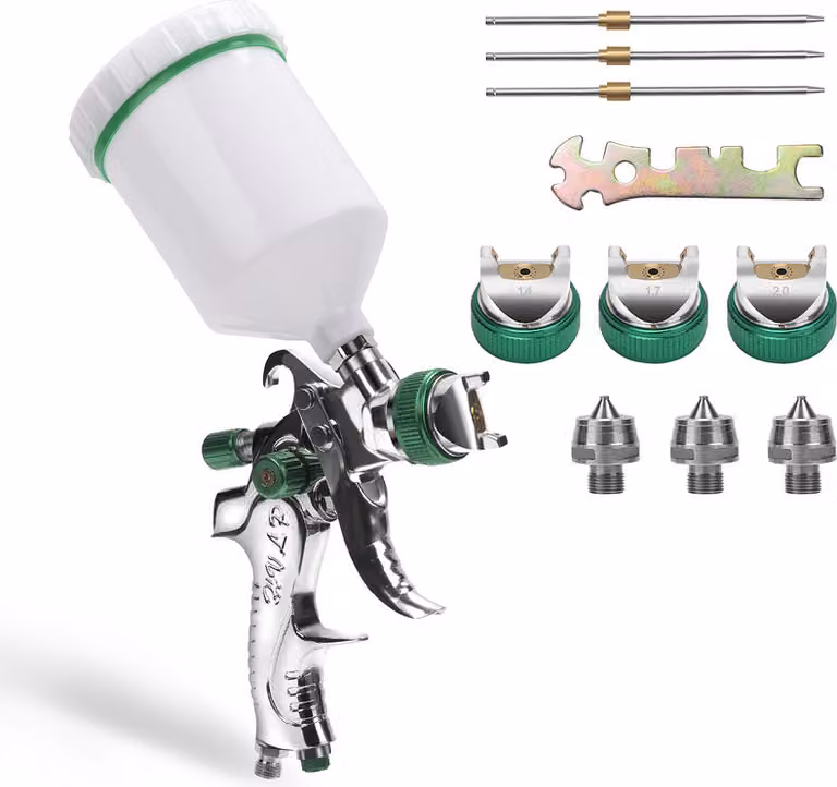 Jopassy 2X HVLP vernice pistola a spruzzo ugelli (1,4/1,7/2,0 mm) pistola a spruzzo professionale 600 ml pistola a spruzzo professionale