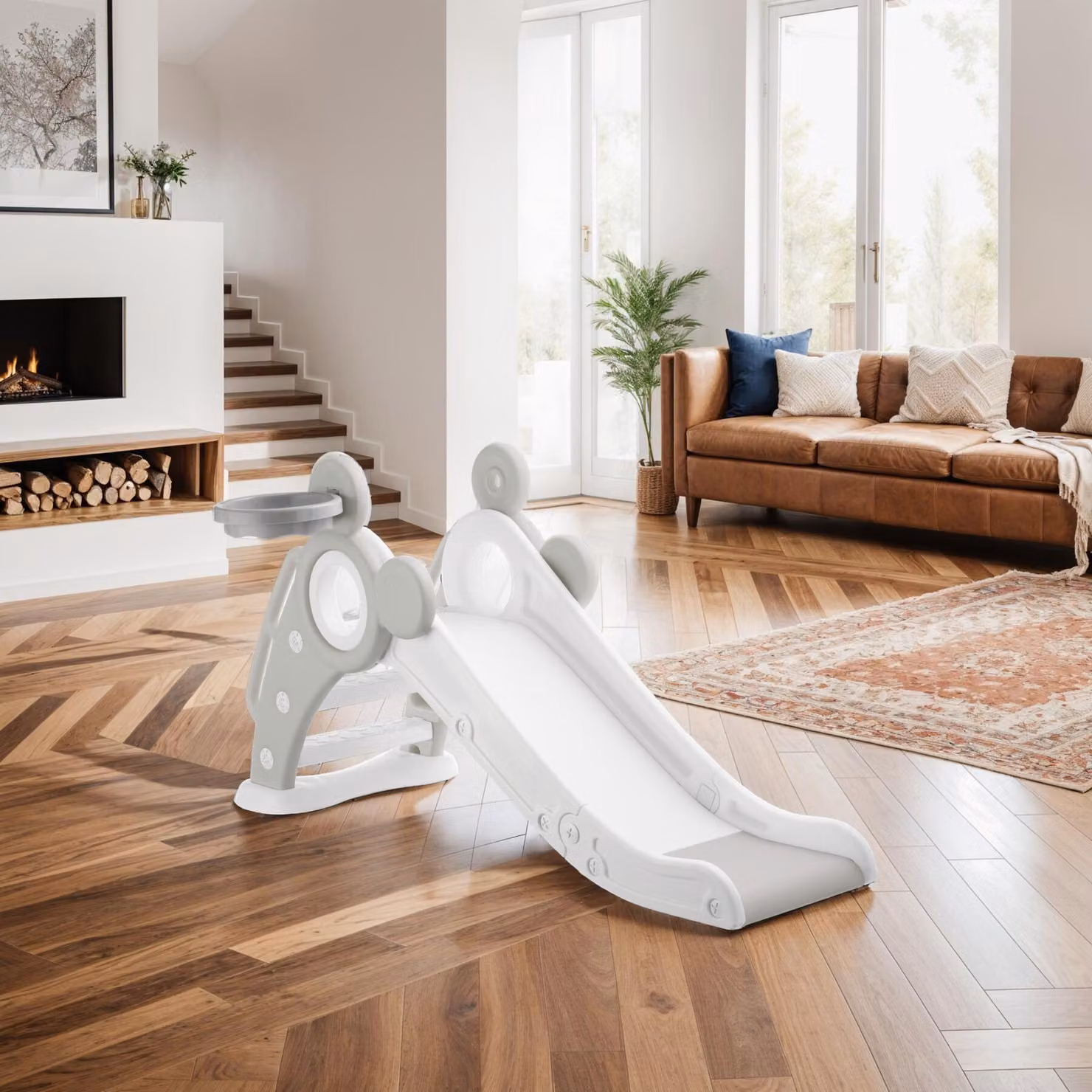 Scivolo pieghevole per bambini tectake in plastica grigio – 3