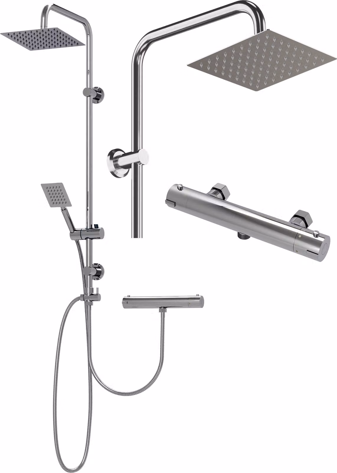 Granitan - Set doccia - Sistema doccia - Termostato - Cromo - Doccia a effetto pioggia - RIPON