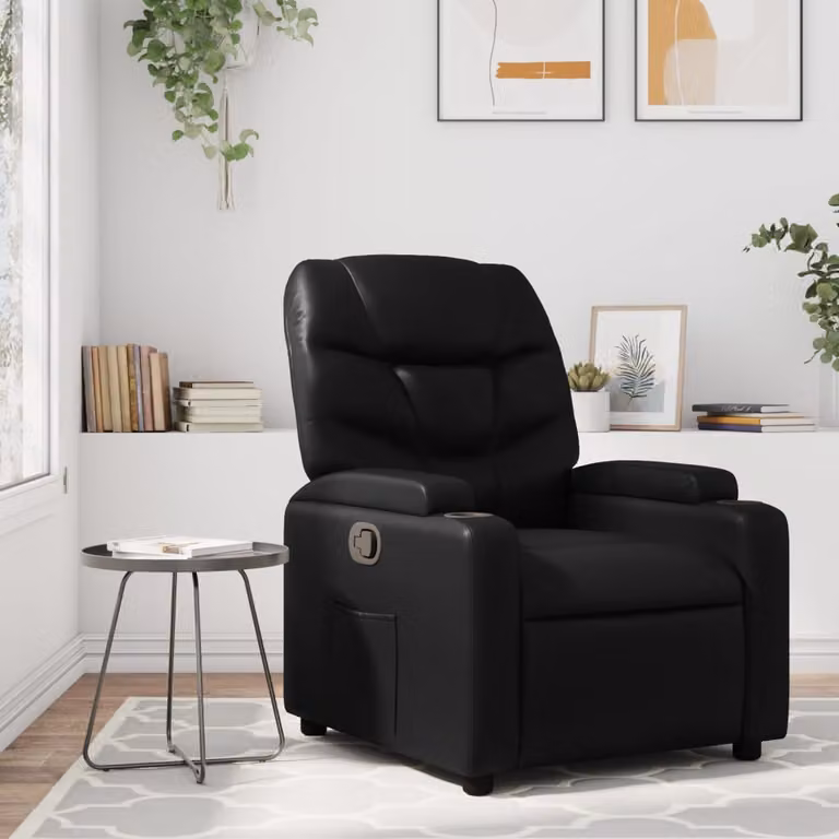 Poltrona reclinabile relax vidaXL in similpelle nera con braccioli
