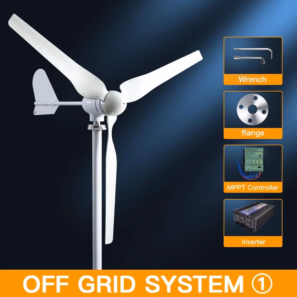 Turbina eolica da 24V, 2000W, con controller MPPT e inverter, per uso domestico