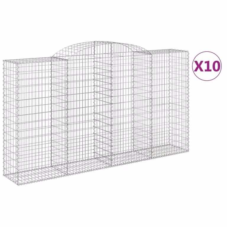 Cesti Gabbioni ad Arco 10 pz 300x50x160/180 cm Ferro Zincato