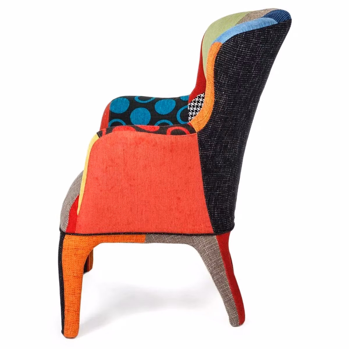 Poltrona imbottita in tessuto patchwork multicolore con struttura in legno di faggio Mobili 2G L: 78 cm, P: 74 cm, H: 102 cm – 2