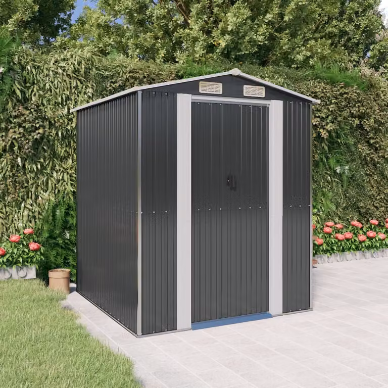 Capanno da giardino vidaXL in acciaio zincato antracite L/P/H: 192 x 191 x 223 cm