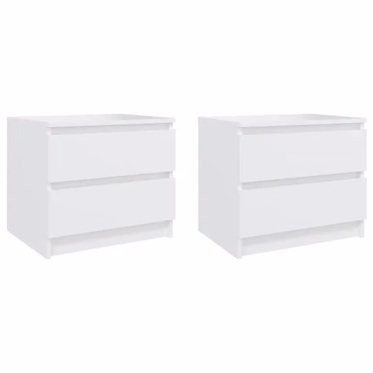 Set di 2 comodini bianchi moderni vidaXL in legno multistrato e MDF L 50 cm, P 39 cm, H 43,5 cm