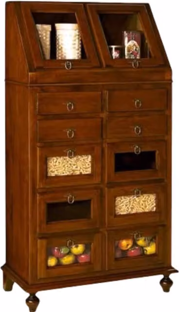 Dispensa piattaia Arte Povera Mobili2G color noce con ante a battente, L 80 cm, P 42 cm, H 153 cm – 4
