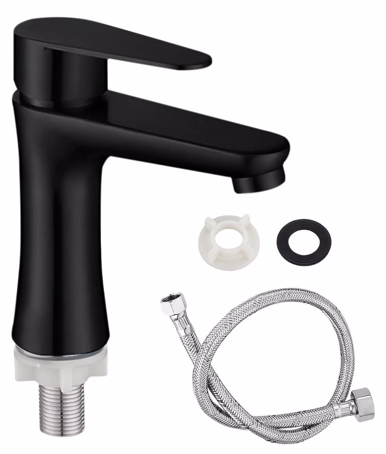 Miscelatore monocomando in acciaio inossidabile per lavabo, solo acqua fredda, con tubo da 80 cm