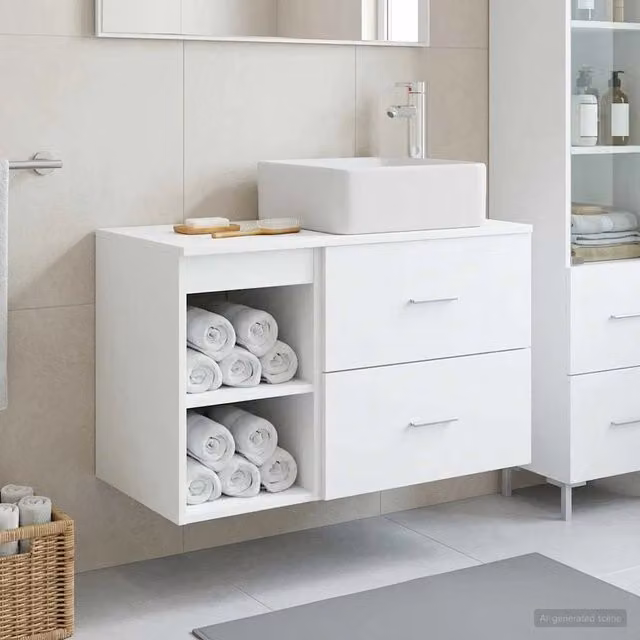 Set di mobili per il bagno 2 pz Bianco Legno ingegnerizzato 3403896