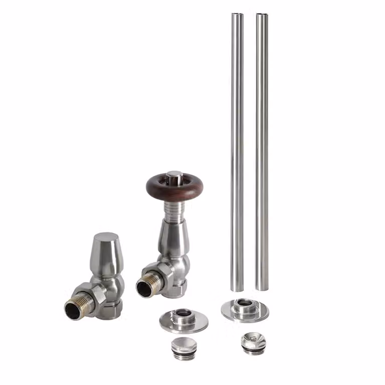 Valvole Termostatiche a Squadra Satinato Ø15mm - Stile Classico - Oxford