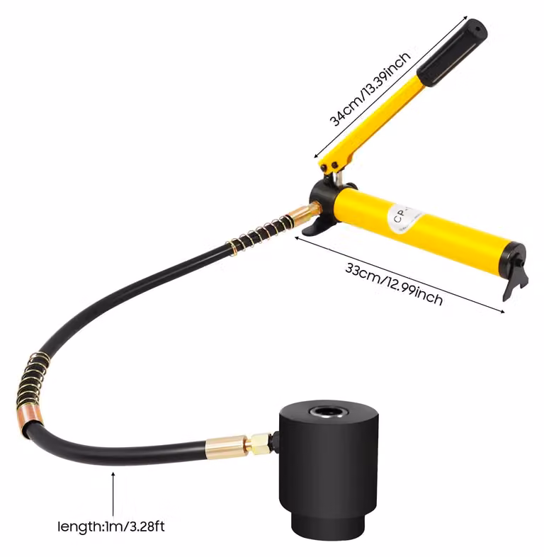 Utensile di punzonatura idraulico, pressione di 15 tonnellate, dotato di 10 punzoni, colore giallo