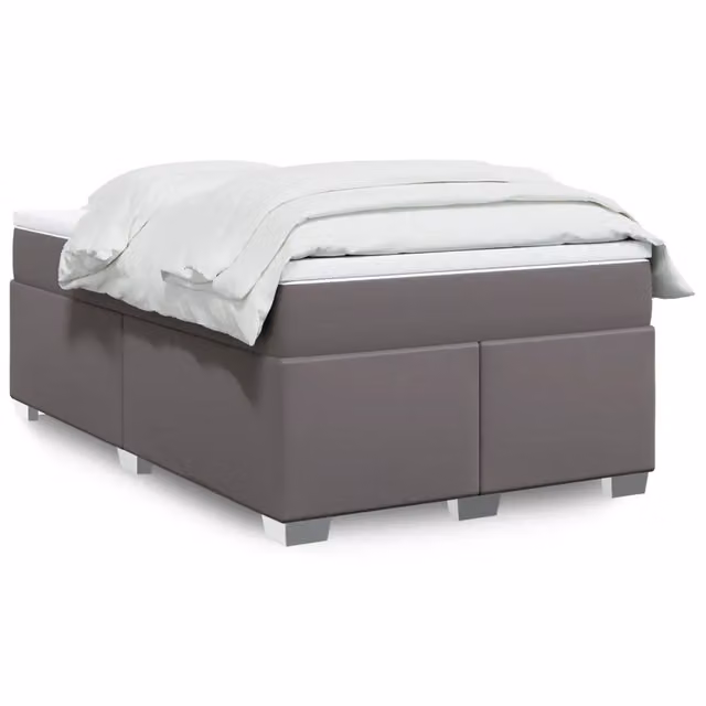 Letto a molle con materasso ibrido vidaXL in similpelle grigia e bianca L/P/H: 120 x 190 cm