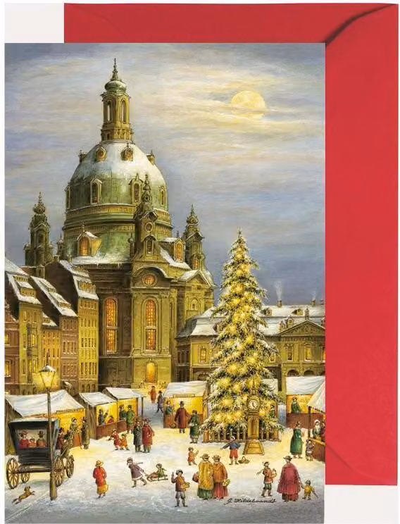 Mini calendario dell'Avvento: cartolina con la Chiesa di Santa Maria di Dresda