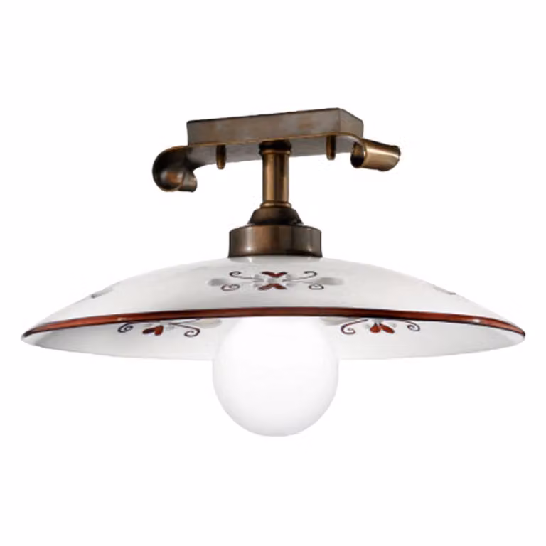 Cremasco Plafoniera soffitto BASSANO, dimmerabile, Bronzo / Ottone antico, Corridoio, Ottone, Campagna / Rustiche, Plafoniera