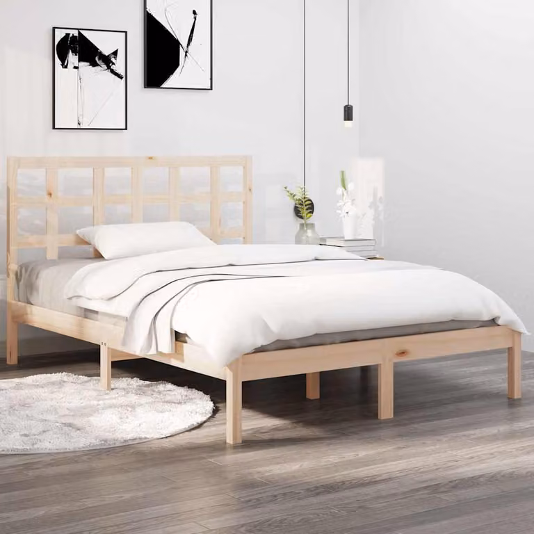 Giroletto vidaXL in legno massello di pino marrone con doghe fisse L: 140.5 cm, P: 195.5 cm