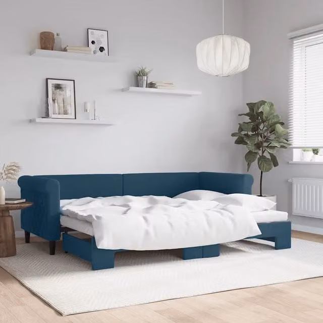 Divano Letto con Letto Estraibile-Sofa Letto-Daybed Blu 80x200 cm in Velluto 902445