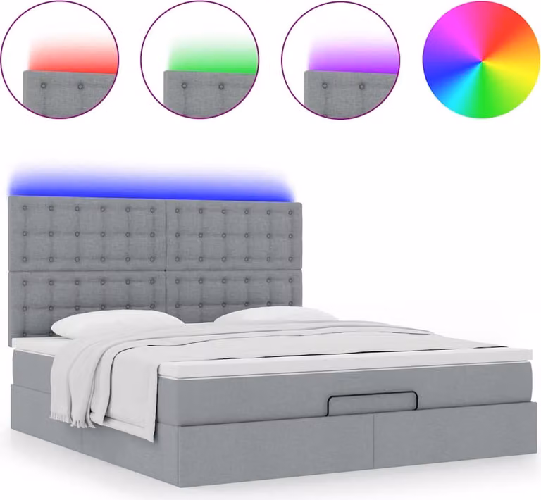 Struttura Letto Pouf con Materasso 160x200 cm in Tessuto