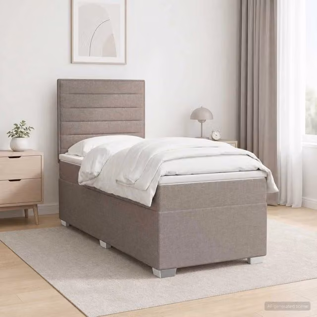 Letto box spring con materasso Tortora 80 x 200 cm Tessuto 3454737