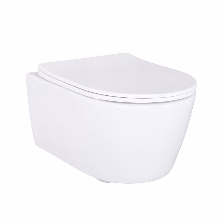 WC sospeso senza brida BELVIT in bianco con sedile con chiusura ammortizzata – WC moderno dal design RIM-OFF, igienico e facile da pulire