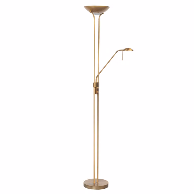 HighLight Lampada da terra con luce lettura Lunaria, dimmerabile, Bronzo / Ottone antico, Soggiorno / Sala da pranzo, Metallo, Campagna / Rustiche, Lampada LED da terra