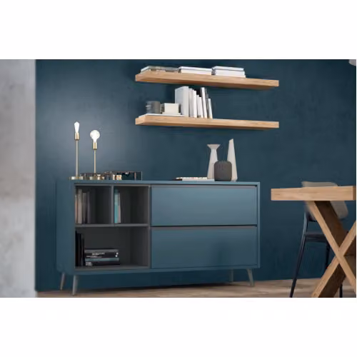 Credenza moderna in nobilitato con vani a giorno