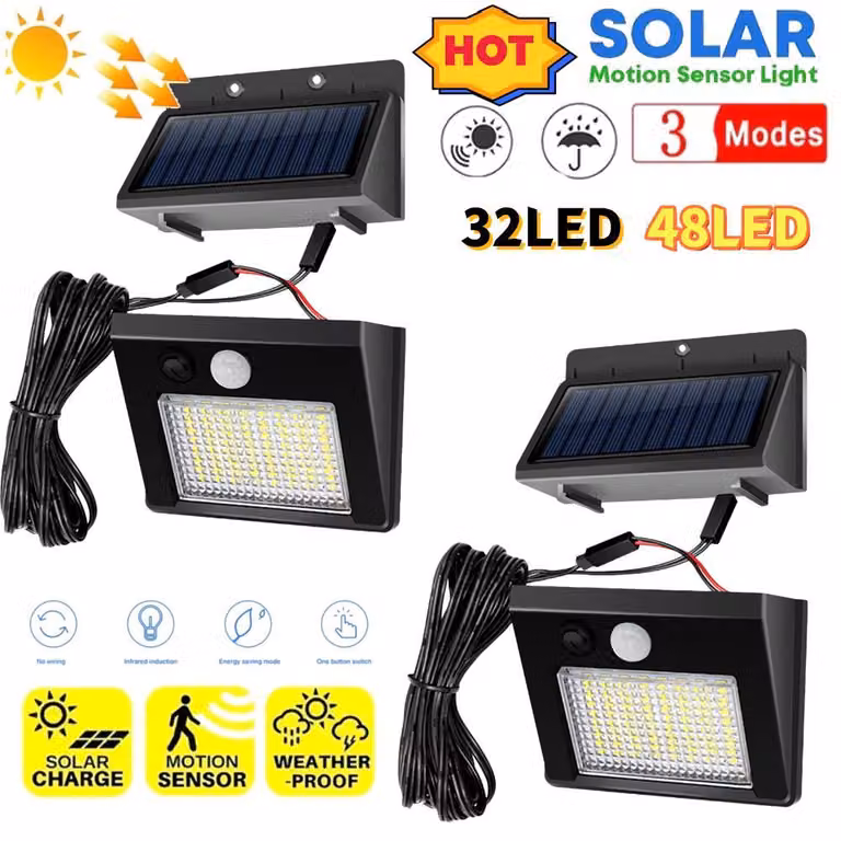 Lampada solare - Sensore di movimento - LED - IP65 impermeabile - Per esterni