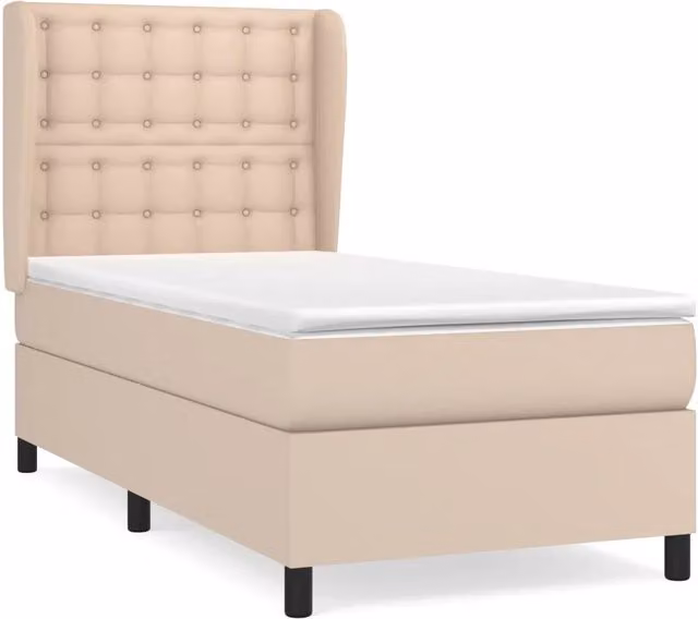 Letto a molle con materasso vidaXL in similpelle color cappuccino L/P/H: 80 x 200 x 83 cm